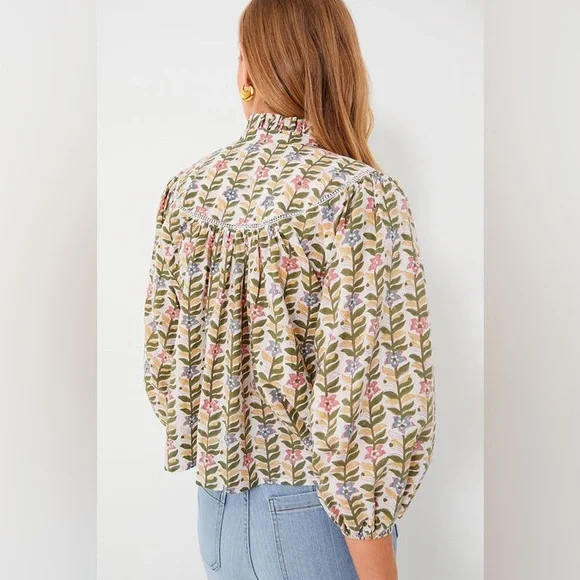 TUCKERNUCK MAREA Marigold Georgia Blouse Size XS Cotton Floral - Picture 4 of 10